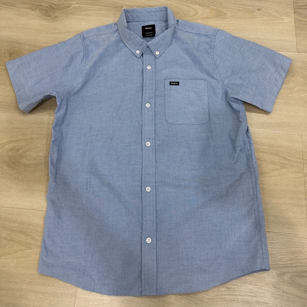RVCA Bundle of 2, Boys XL (16), Navy and Blue Short Sleeve Button Down Shirt - Picture 9 of 11